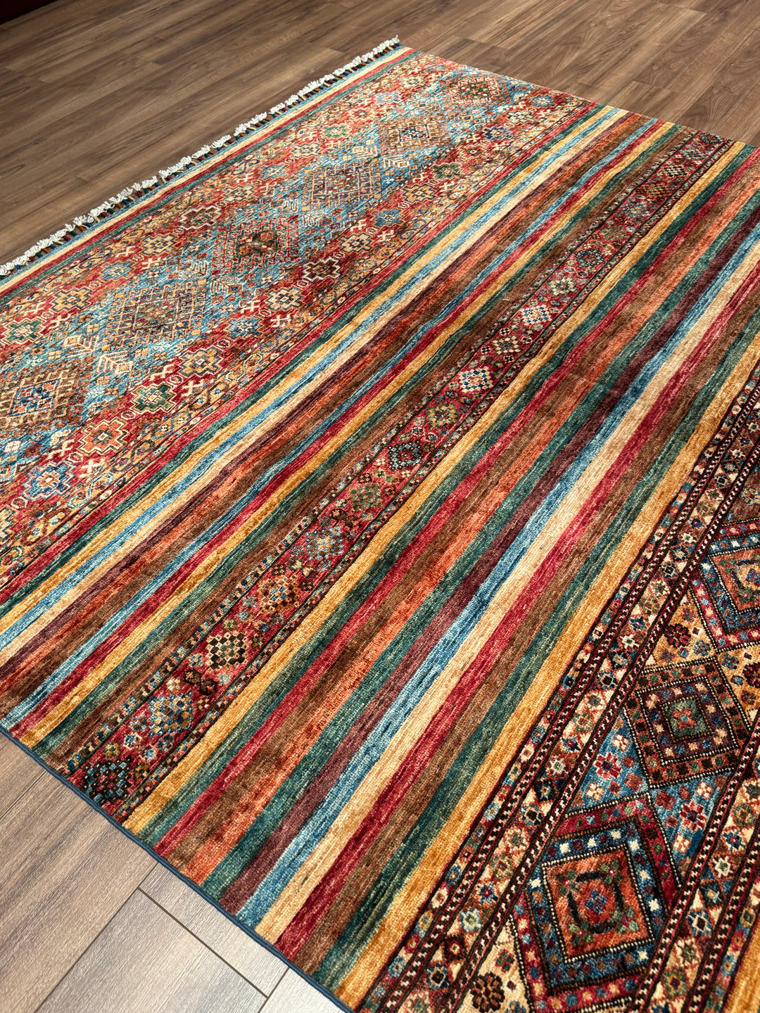 Khorjin Orijinal El Dokuması Multi Kök Boya Yün Halı 203x314 6.37 Metrekare - 7x10 ft