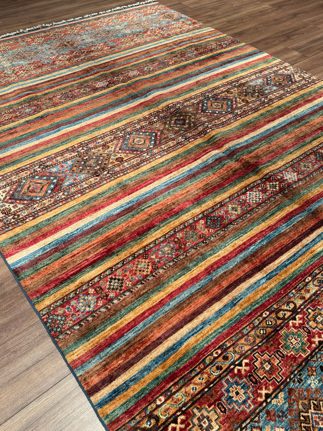 Khorjin Orijinal El Dokuması Multi Kök Boya Yün Halı 203x314 6.37 Metrekare - 7x10 ft