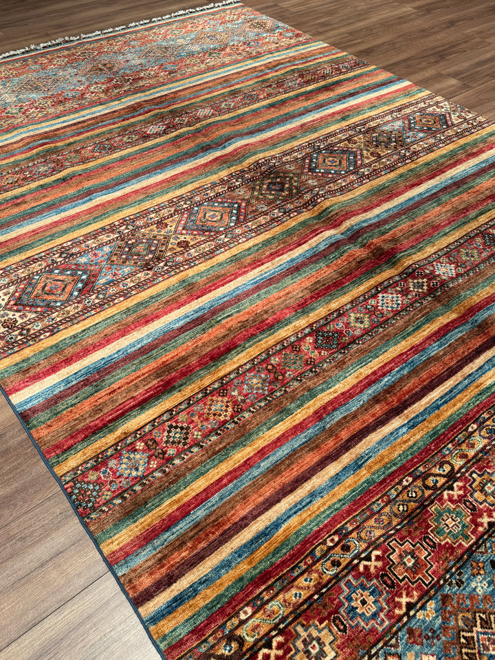 Khorjin Orijinal El Dokuması Multi Kök Boya Yün Halı 203x314 6.37 Metrekare - 7x10 ft