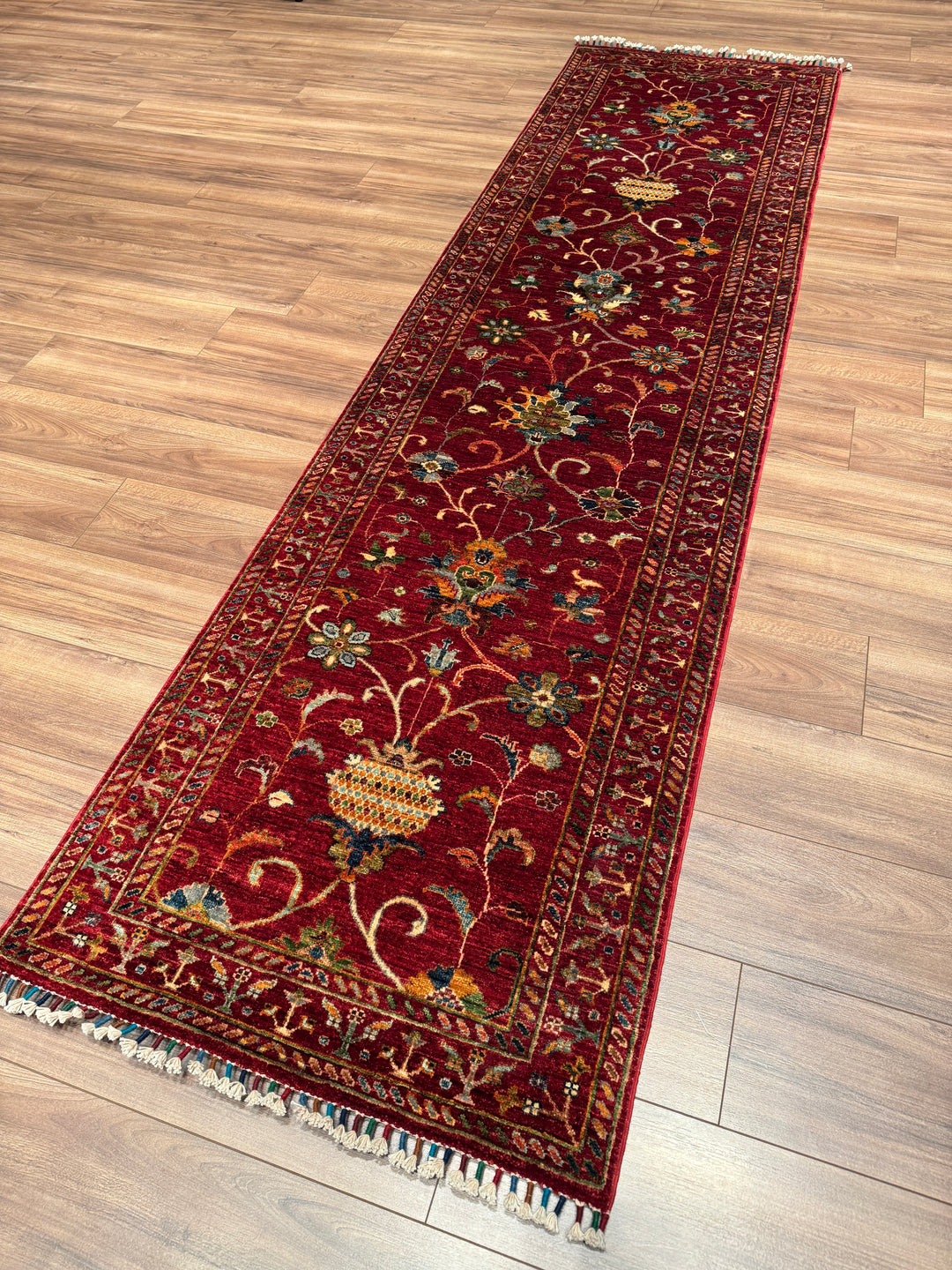 Sultani Binbirgece Yolluk Orijinal El Dokuması Kırmızı Kök Boya Yün Halı 0.83x307 2.55 Metrekare - 3x10 ft