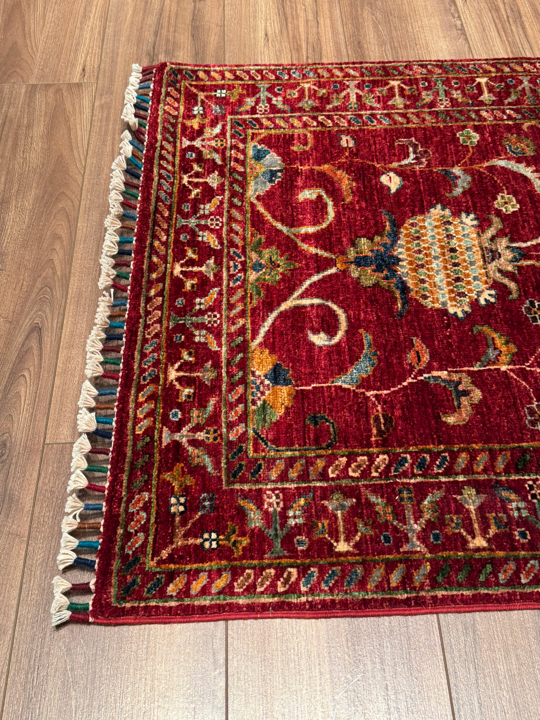 Sultani Binbirgece Yolluk Orijinal El Dokuması Kırmızı Kök Boya Yün Halı 0.83x307 2.55 Metrekare - 3x10 ft