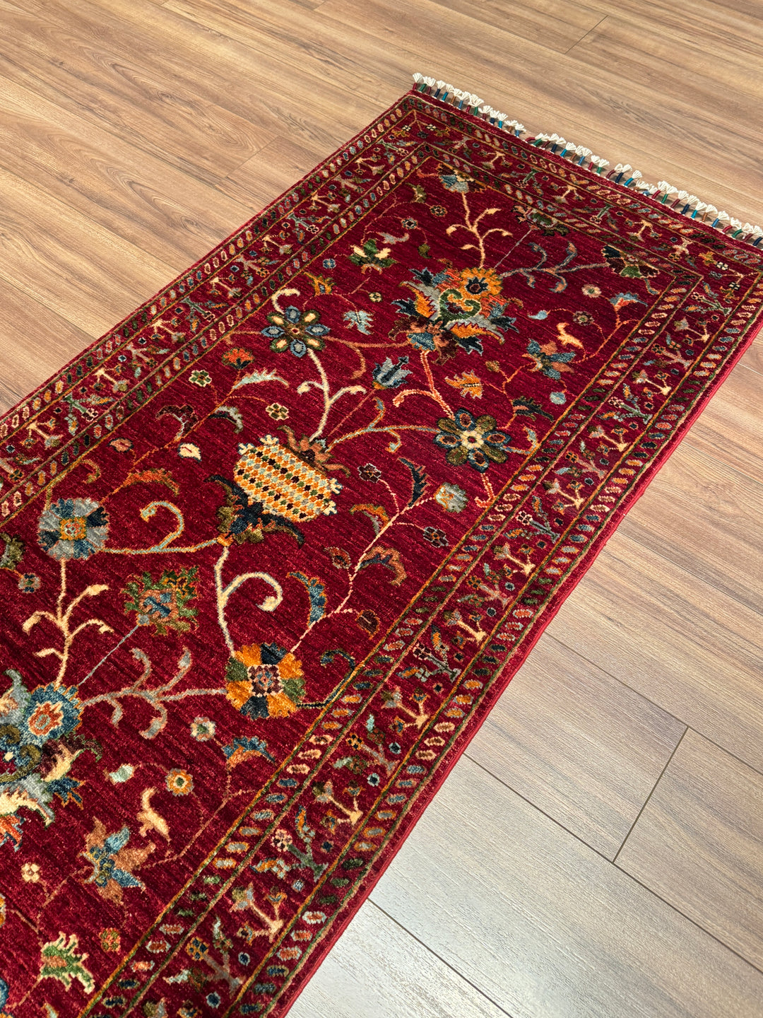Sultani Binbirgece Yolluk Orijinal El Dokuması Kırmızı Kök Boya Yün Halı 0.83x307 2.55 Metrekare - 3x10 ft