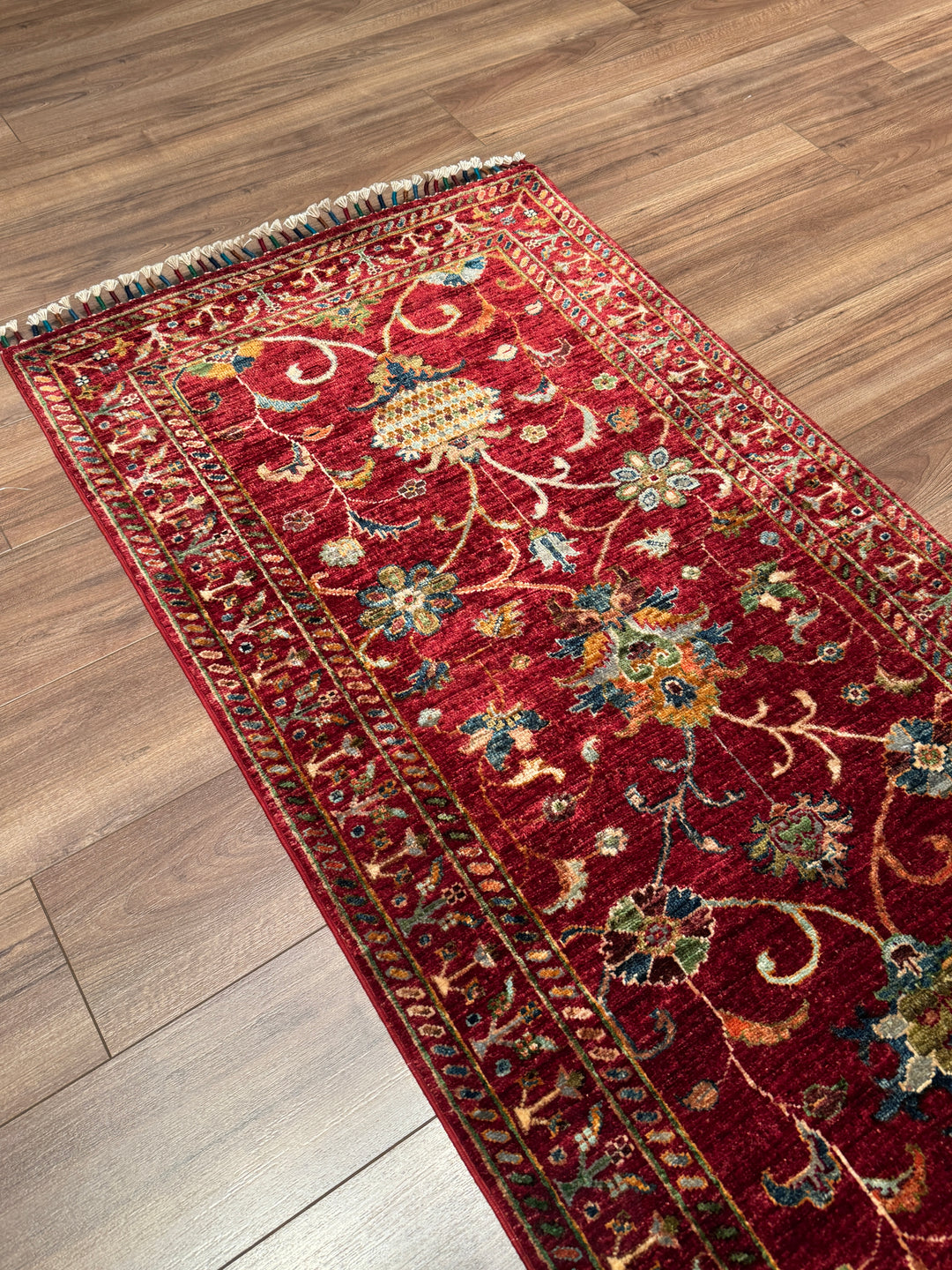 Sultani Binbirgece Yolluk Orijinal El Dokuması Kırmızı Kök Boya Yün Halı 0.83x307 2.55 Metrekare - 3x10 ft
