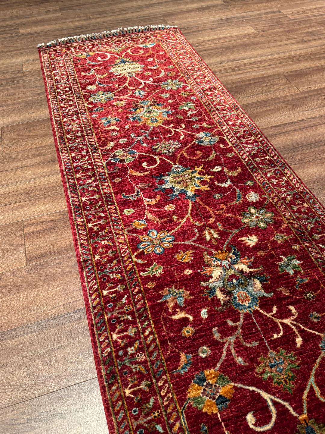 Sultani Binbirgece Yolluk Orijinal El Dokuması Kırmızı Kök Boya Yün Halı 0.83x307 2.55 Metrekare - 3x10 ft