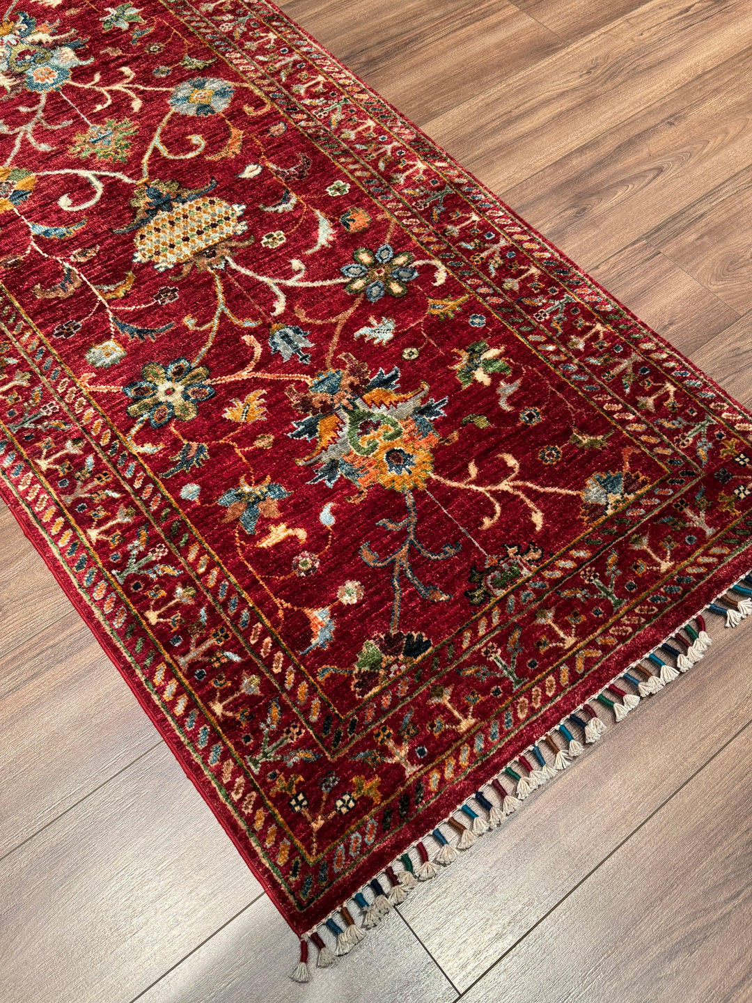 Sultani Binbirgece Yolluk Orijinal El Dokuması Kırmızı Kök Boya Yün Halı 0.83x307 2.55 Metrekare - 3x10 ft