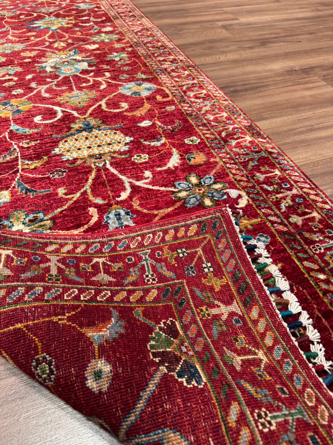 Sultani Binbirgece Yolluk Orijinal El Dokuması Kırmızı Kök Boya Yün Halı 0.83x307 2.55 Metrekare - 3x10 ft