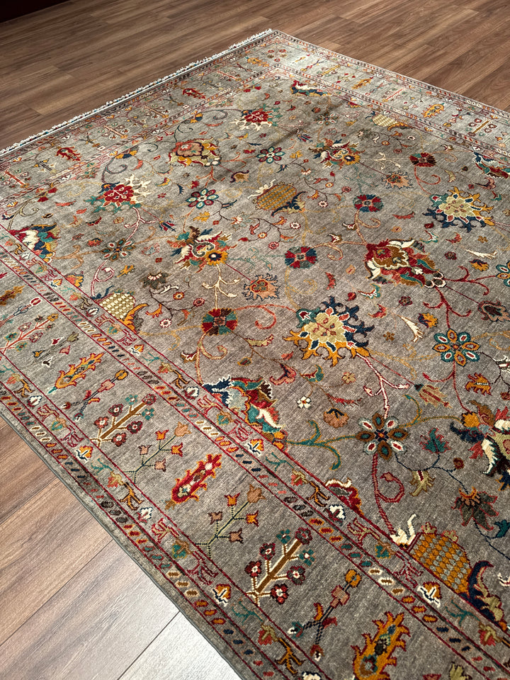 Sultani Binbirgece Orijinal El Dokuması Gri Kök Boya Yün Halı 211x313 6.60 Metrekare - 7x10 ft