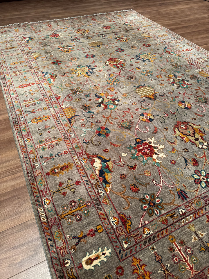 Sultani Binbirgece Orijinal El Dokuması Gri Kök Boya Yün Halı 211x313 6.60 Metrekare - 7x10 ft