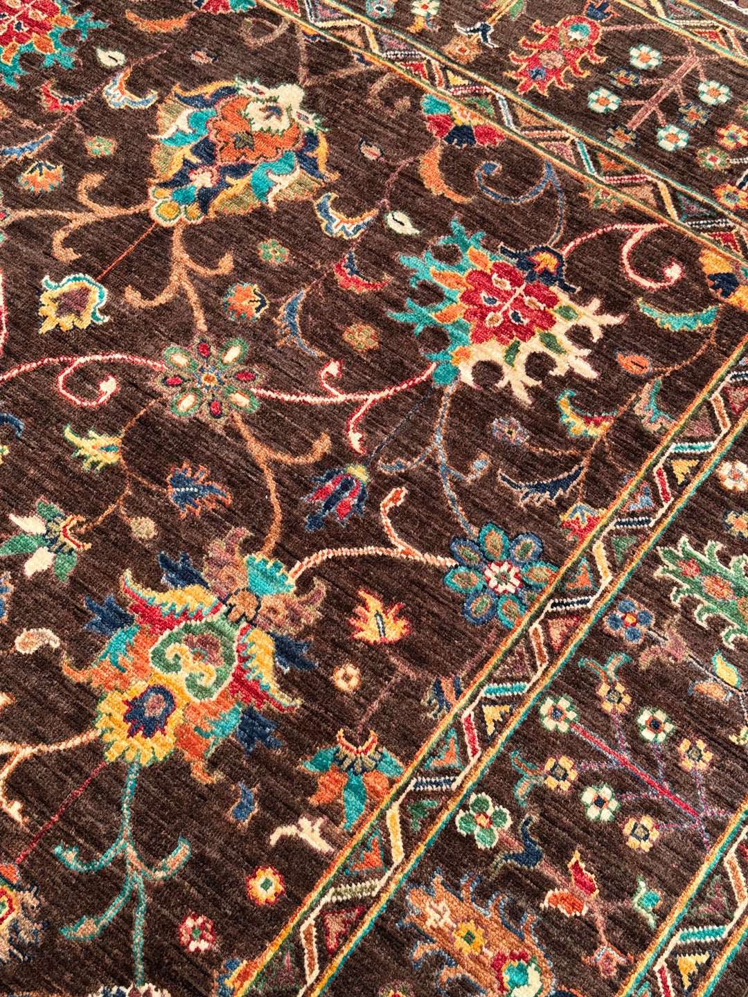 Sultani Binbirgece Orijinal El Dokuması Kahverengi Kök Boya Yün Halı 175x248 4.34 Metrekare - 5x8 ft