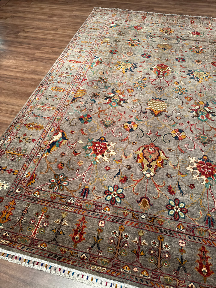 Sultani Binbirgece Orijinal El Dokuması Gri Kök Boya Yün Halı 211x313 6.60 Metrekare - 7x10 ft