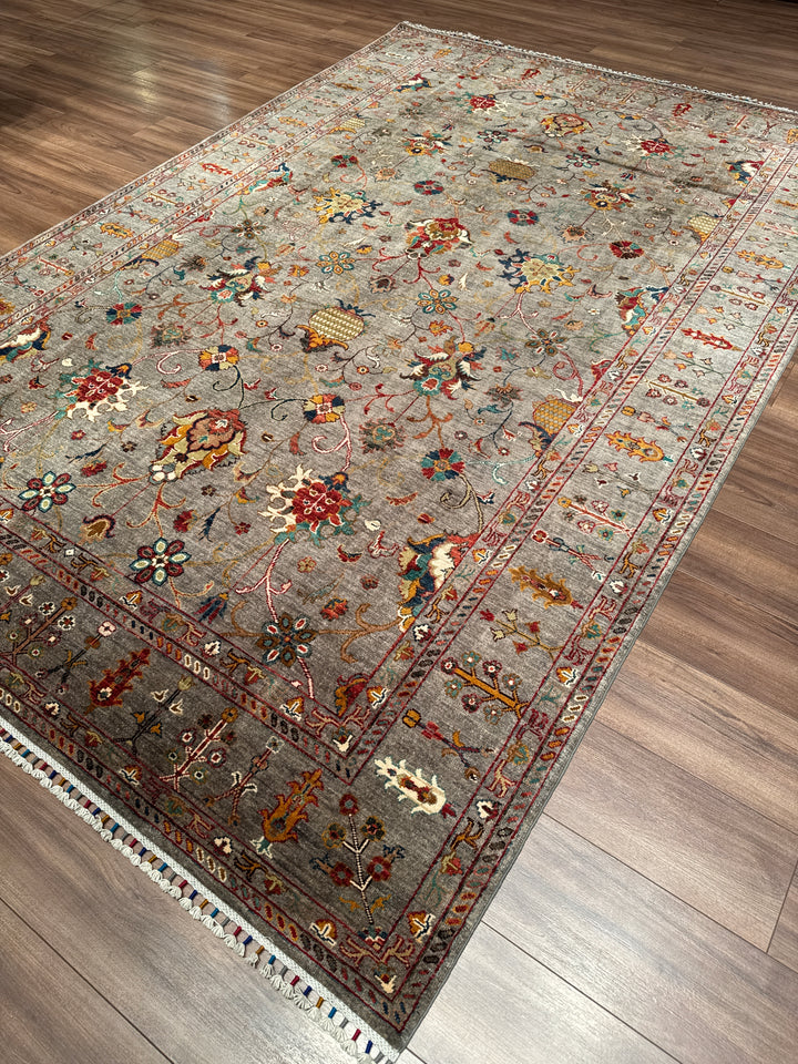 Sultani Binbirgece Orijinal El Dokuması Gri Kök Boya Yün Halı 211x313 6.60 Metrekare - 7x10 ft