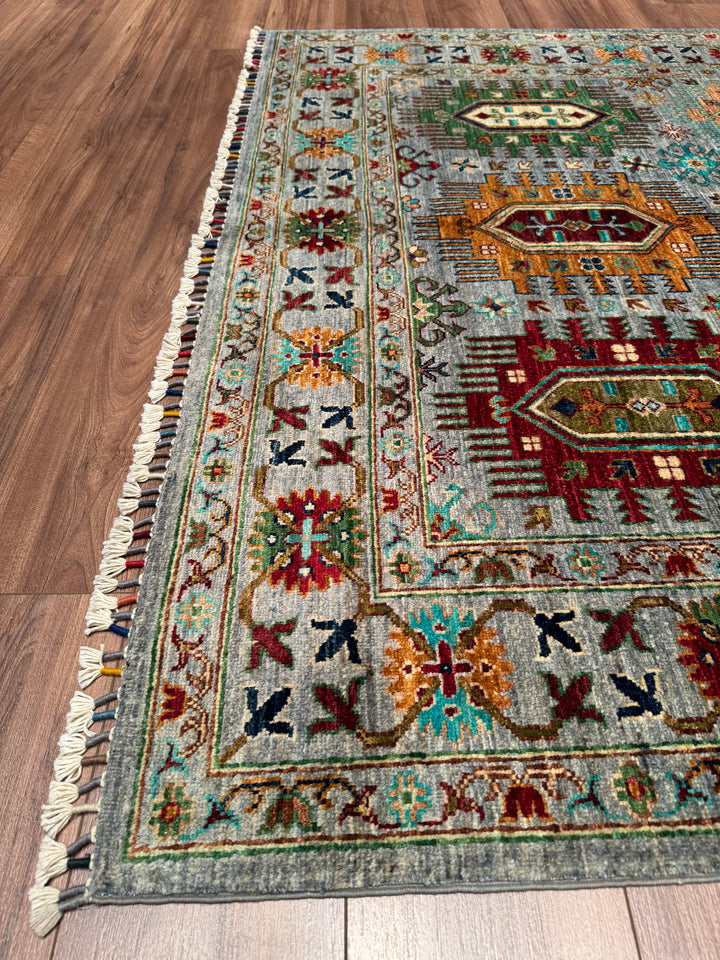 Veziri Orijinal El Dokuması Gri Kök Boya Yün Halı 171x245 4.19 Metrekare - 6x8 ft