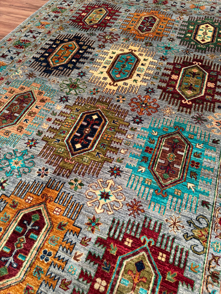 Veziri Orijinal El Dokuması Gri Kök Boya Yün Halı 171x245 4.19 Metrekare - 6x8 ft