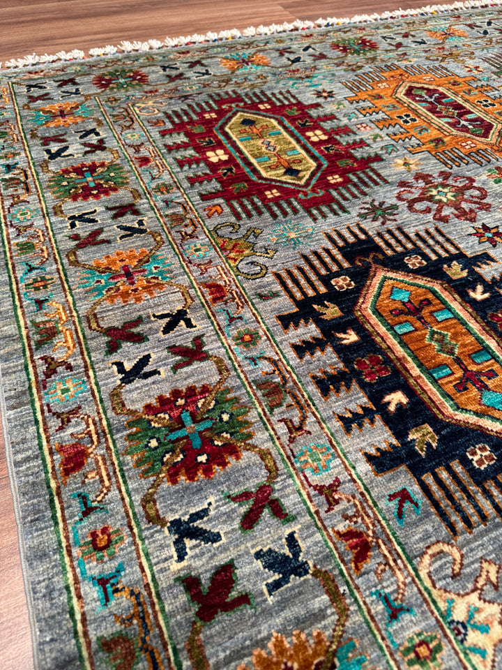 Veziri Orijinal El Dokuması Gri Kök Boya Yün Halı 171x245 4.19 Metrekare - 6x8 ft