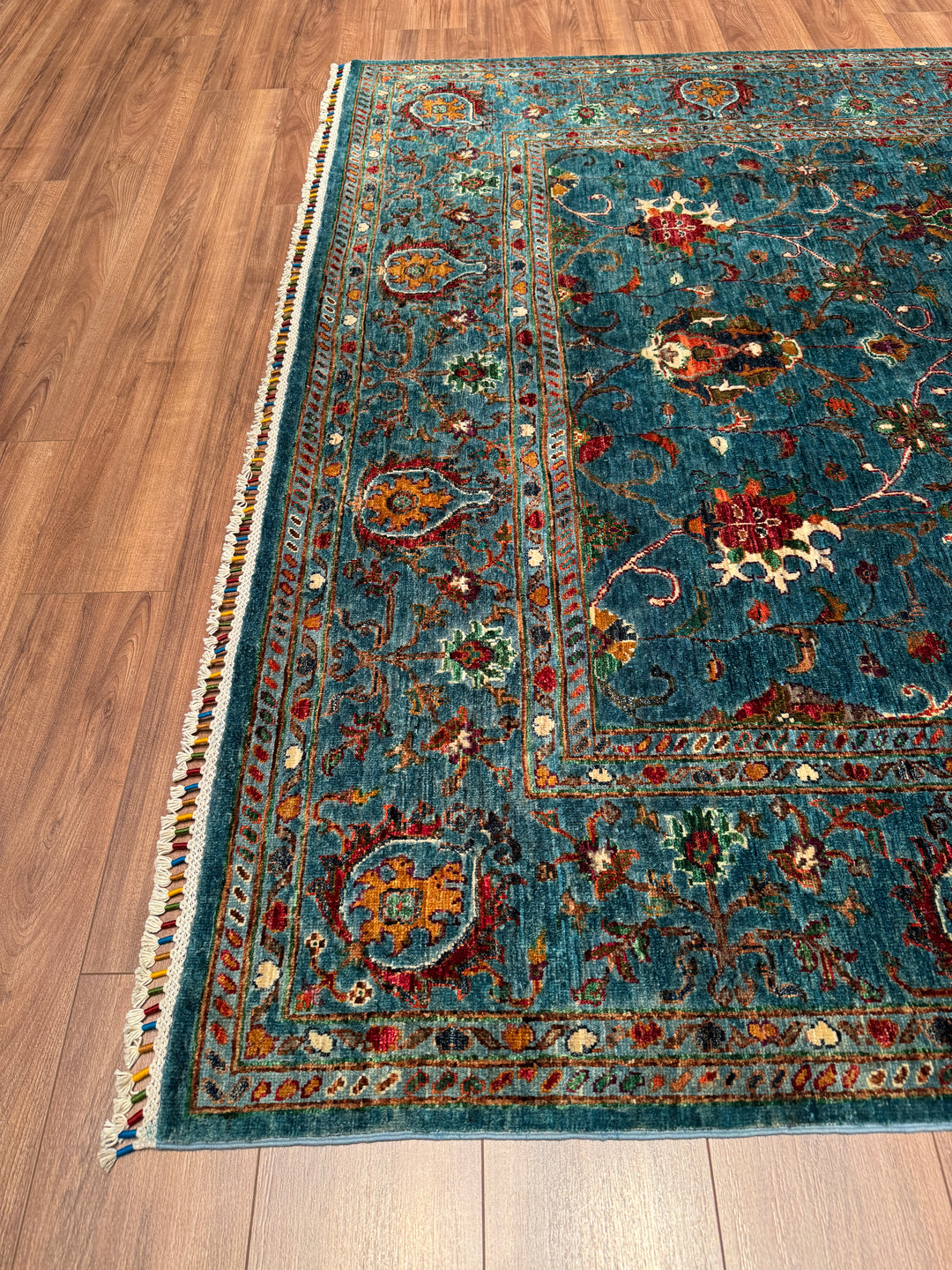 Sultani Binbirgece Orijinal El Dokuması Mavi Kök Boya Yün Halı 208x317 6.59 Metrekare - 7x10 ft
