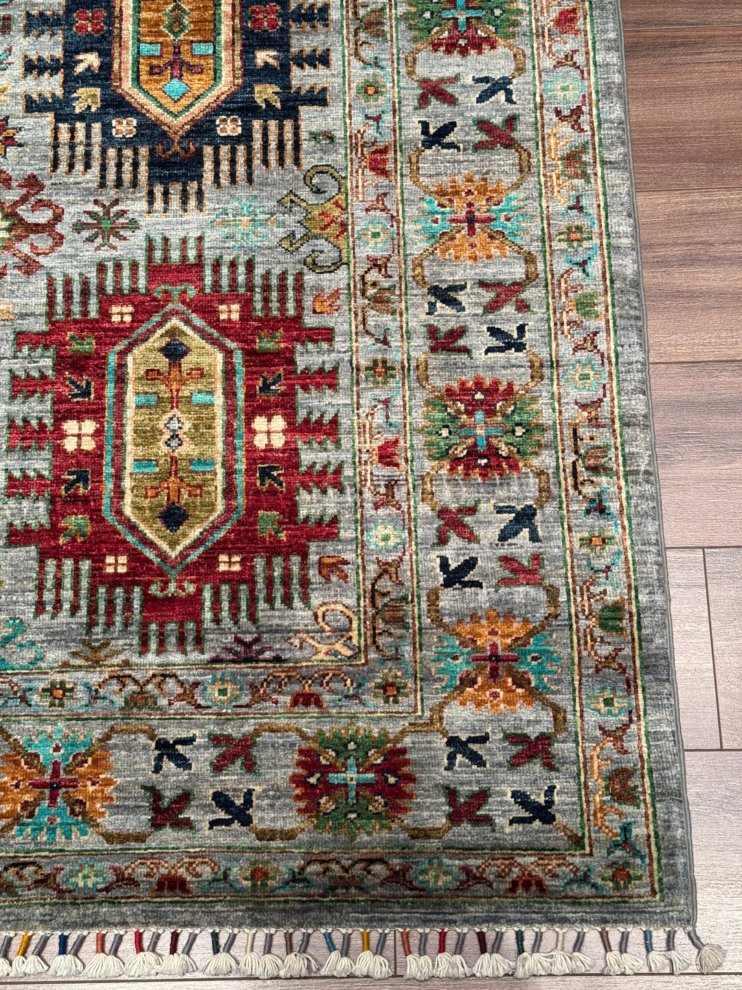Veziri Orijinal El Dokuması Gri Kök Boya Yün Halı 171x245 4.19 Metrekare - 6x8 ft