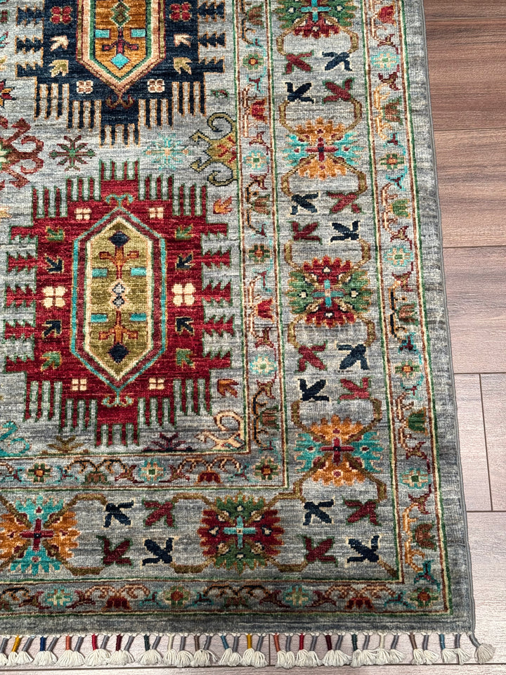 Veziri Orijinal El Dokuması Gri Kök Boya Yün Halı 171x245 4.19 Metrekare - 6x8 ft