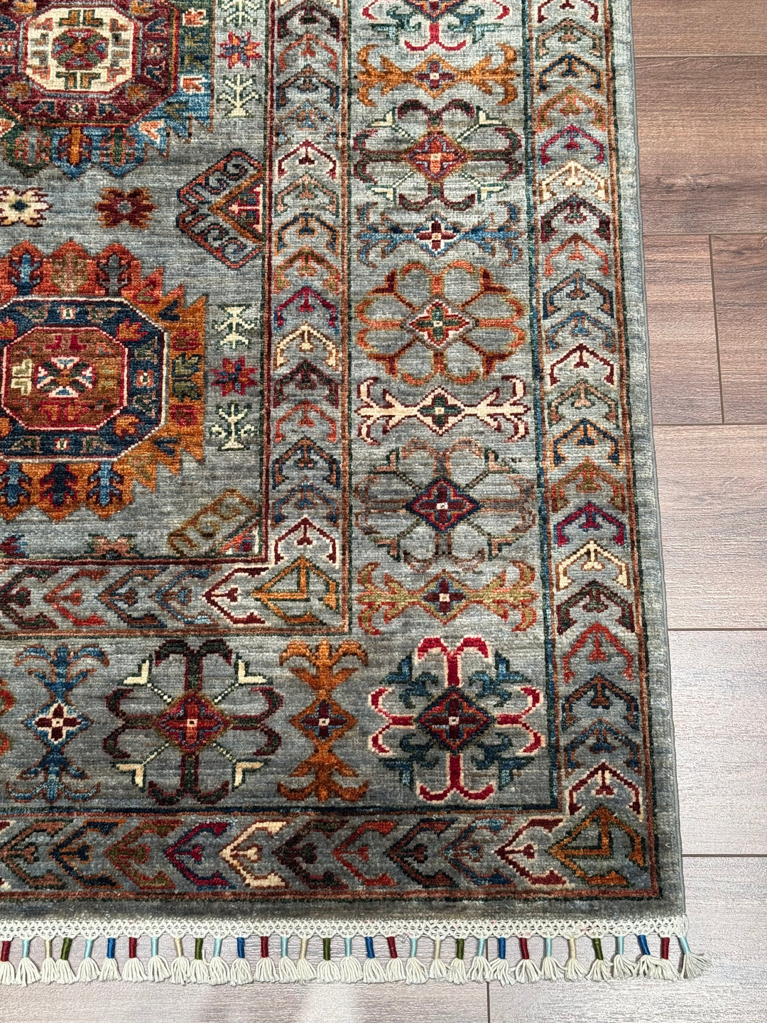 Veziri Original Hand-Woven Gray Vegetable Dyed Wool Carpet 174x238 4.14 Square Meters - 6x8 ft