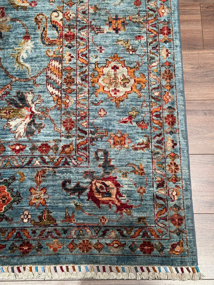 Sultani Binbirgece Orijinal El Dokuması Mavi Kök Boya Yün Halı 205x303 6.21 Metrekare - 7x10 ft