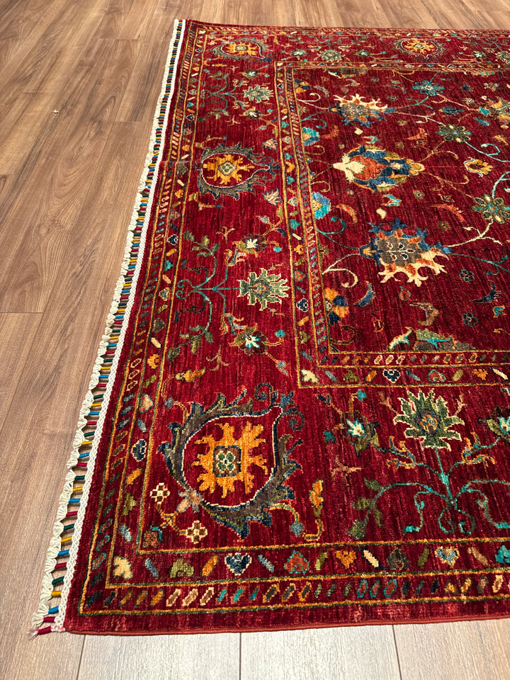Sultani Binbirgece Orijinal El Dokuması Kırmızı Kök Boya Yün Halı 204x295 6.02 Metrekare - 7x10 ft