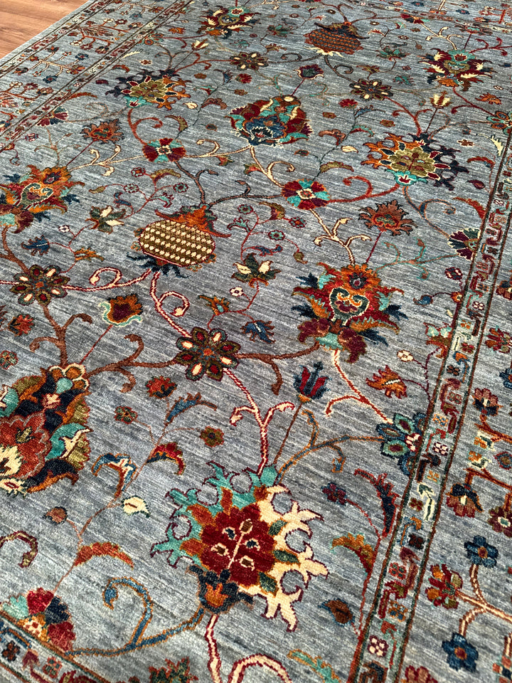 سجادة سلطاني بينبيرجيسي الأصلية المصنوعة يدويًا من الصوف الرمادي المصبوغ بصبغة الجذور، 174 × 240، 4.18 متر مربع - 6 × 8 قدم 