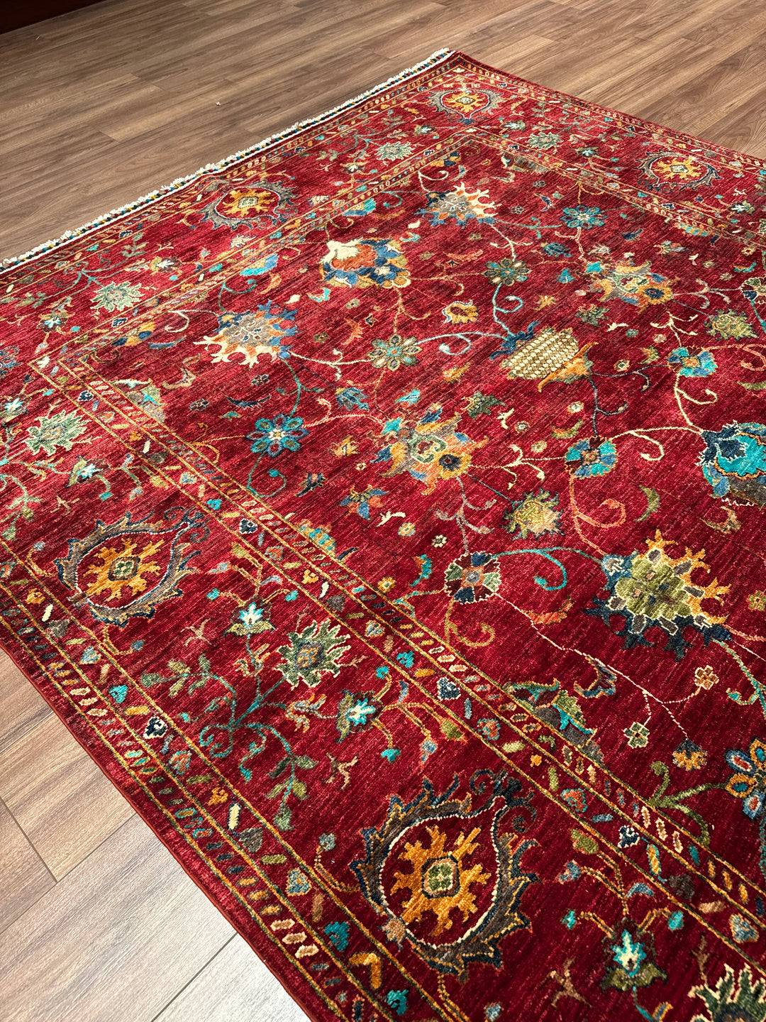 Sultani Binbirgece Orijinal El Dokuması Kırmızı Kök Boya Yün Halı 204x295 6.02 Metrekare - 7x10 ft