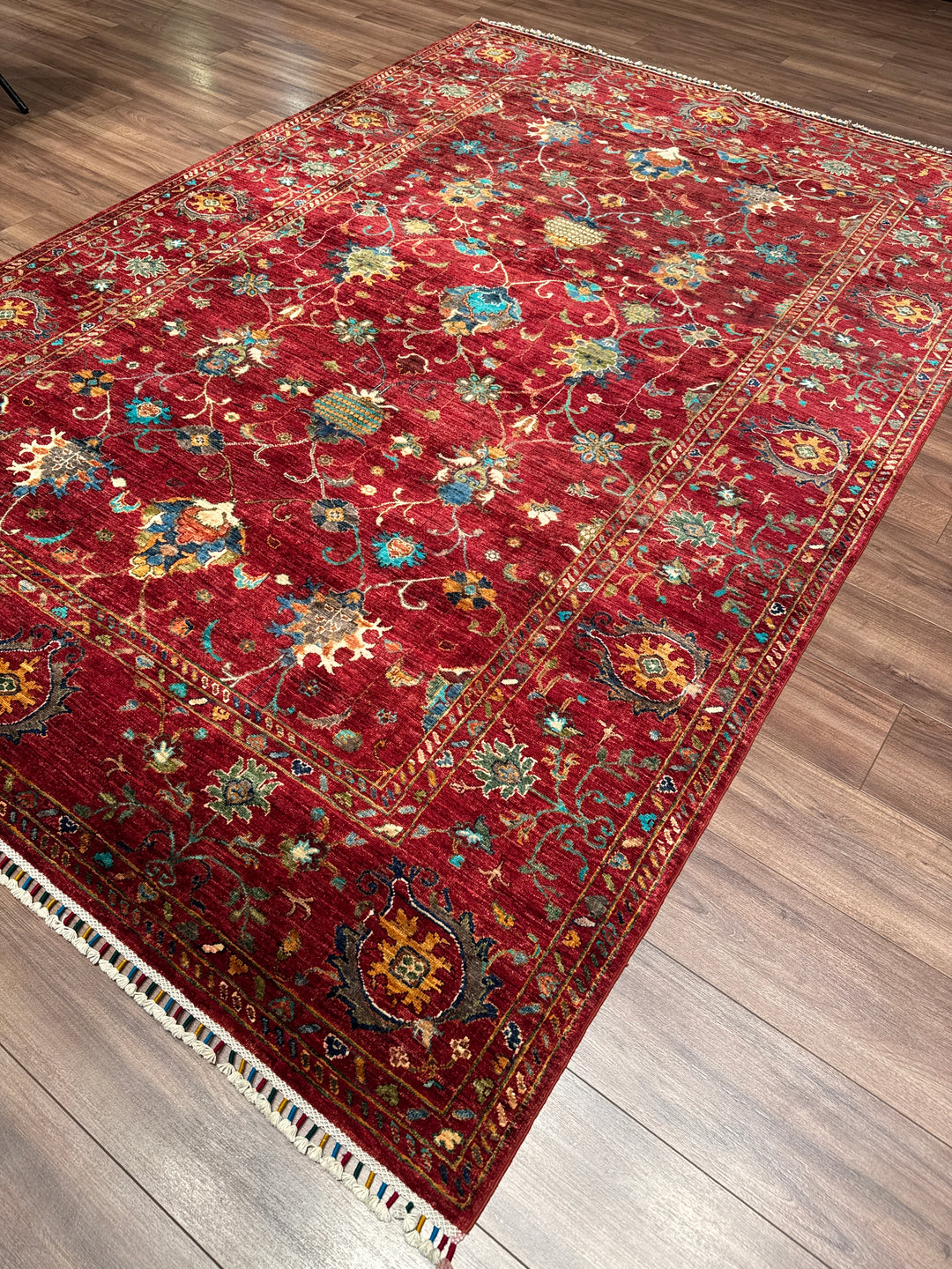 Sultani Binbirgece Orijinal El Dokuması Kırmızı Kök Boya Yün Halı 204x295 6.02 Metrekare - 7x10 ft