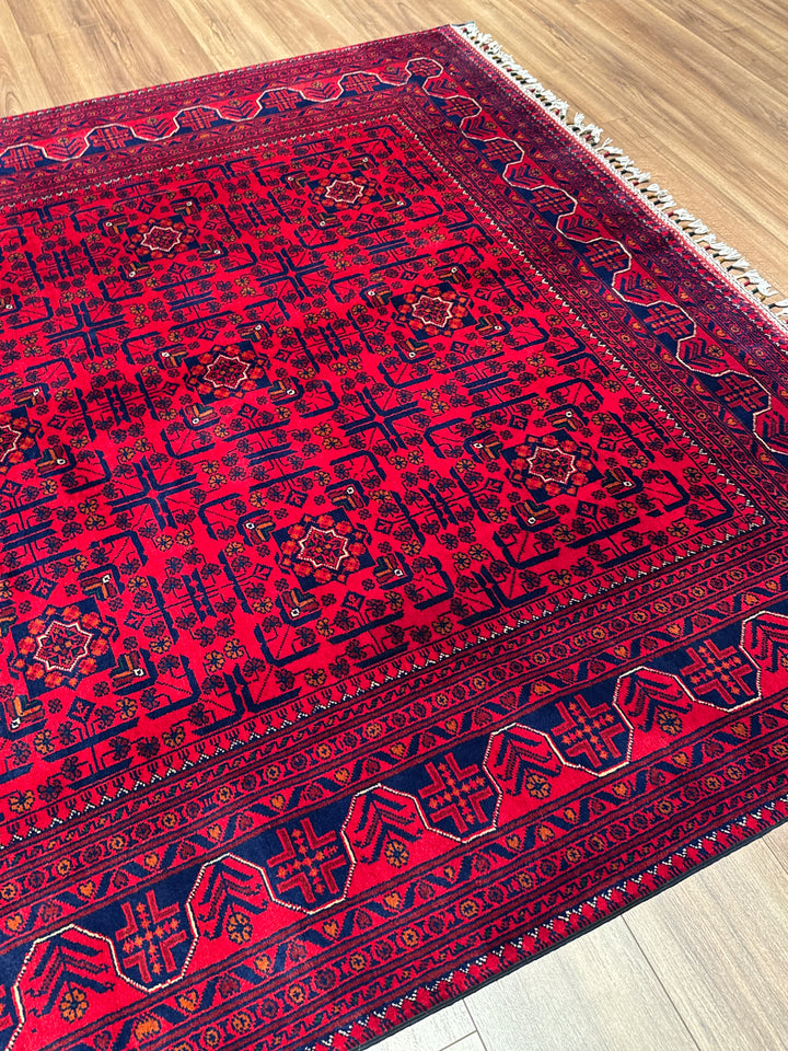 Afgan Halısı Hamyap Orijinal El Dokuması Kök Boya Yün 194x287 5.57 Metrekare - 6x9 ft
