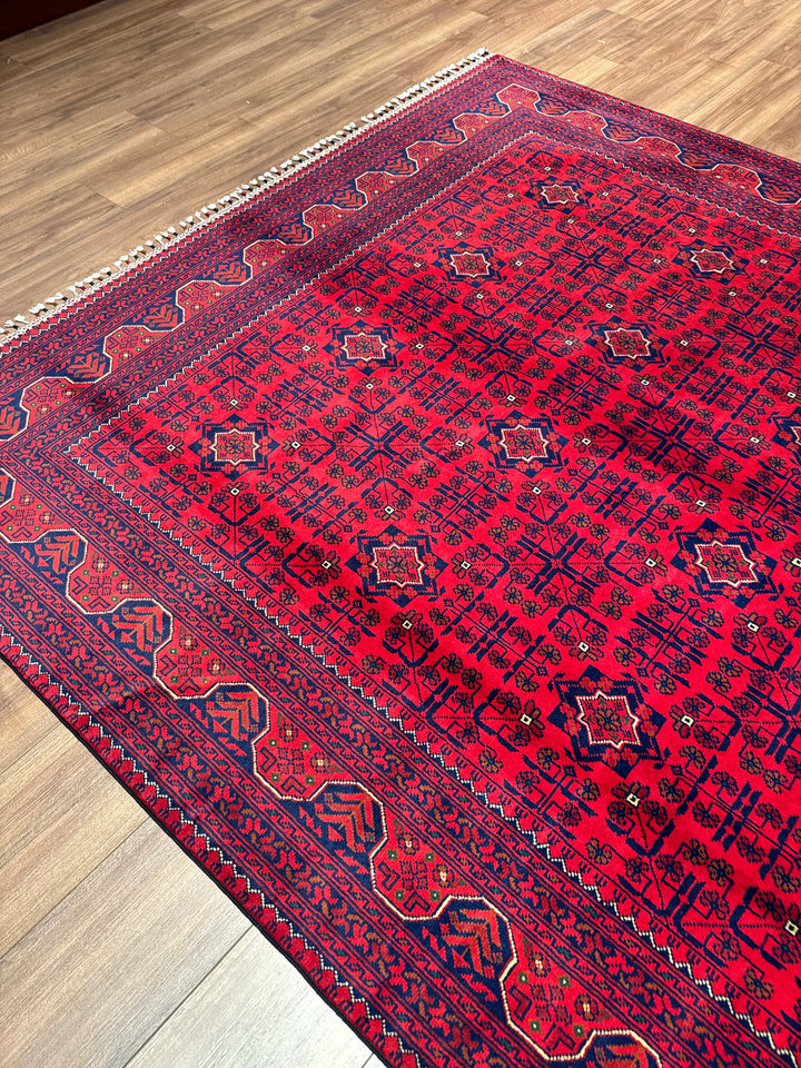 Afgan Halısı Hamyap Orijinal El Dokuması Kök Boya Yün 200x300 6 Metrekare - 7x10 ft