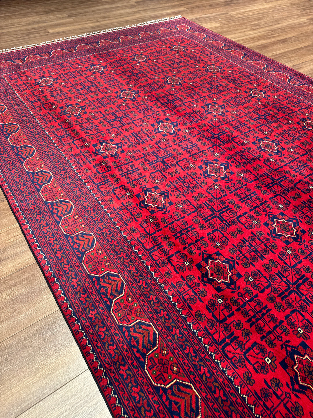 Afgan Halısı Hamyap Orijinal El Dokuması Kök Boya Yün 200x300 6 Metrekare - 7x10 ft