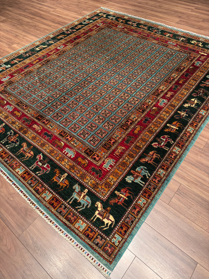 Pazırık Orijinal El Dokuması Multi Kök Boya Yün Halı 251x291 7.30 Metrekare - 8x10 ft