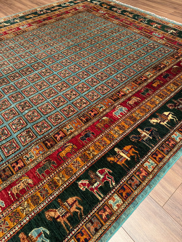 Pazırık Orijinal El Dokuması Multi Kök Boya Yün Halı 251x291 7.30 Metrekare - 8x10 ft