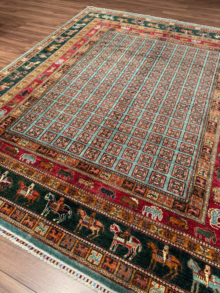 Pazırık Orijinal El Dokuması Multi Kök Boya Yün Halı 251x291 7.30 Metrekare - 8x10 ft