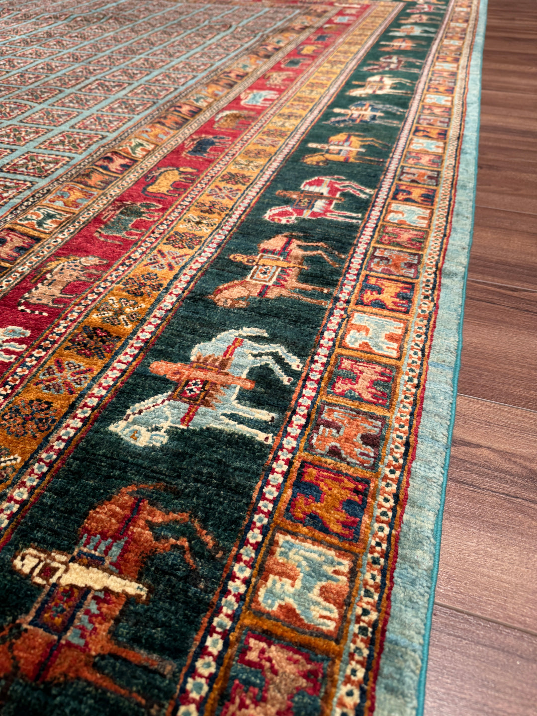 Pazırık Orijinal El Dokuması Multi Kök Boya Yün Halı 251x291 7.30 Metrekare - 8x10 ft