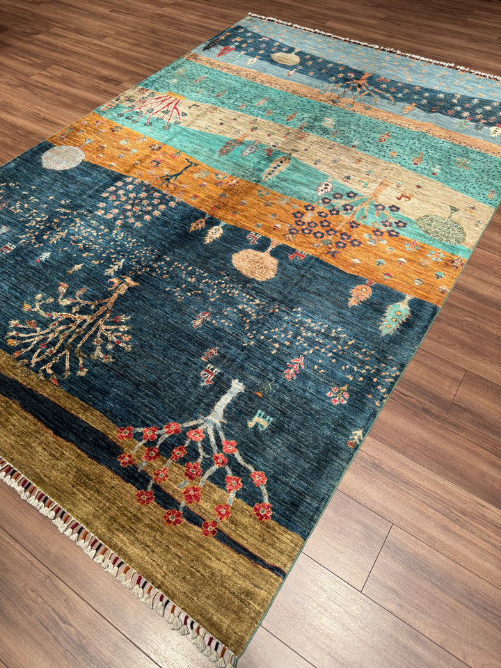 Hayat Ağacı Orijinal El Dokuması Multi Kök Boya Yün Halı 201x299 6.01 Metrekare - 7x10 ft