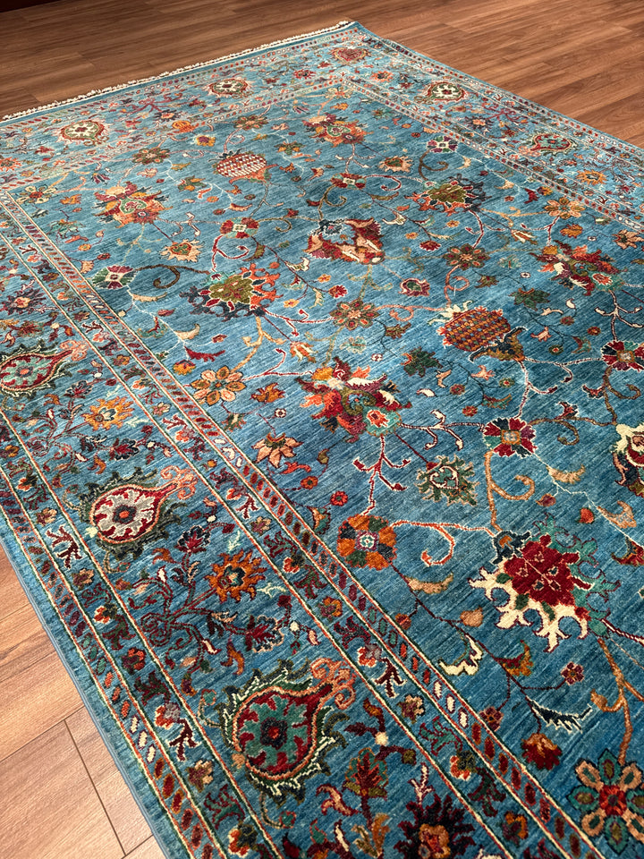Sultani Binbirgece Orijinal El Dokuması Mavi Kök Boya Yün Halı 203x302 6.13 Metrekare - 7x10 ft