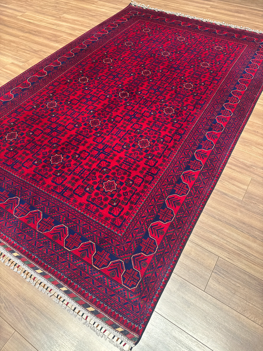 Afgan Halısı Hamyap Orijinal El Dokuması Kök Boya Yün 198x308 6.10 Metrekare - 7x10 ft