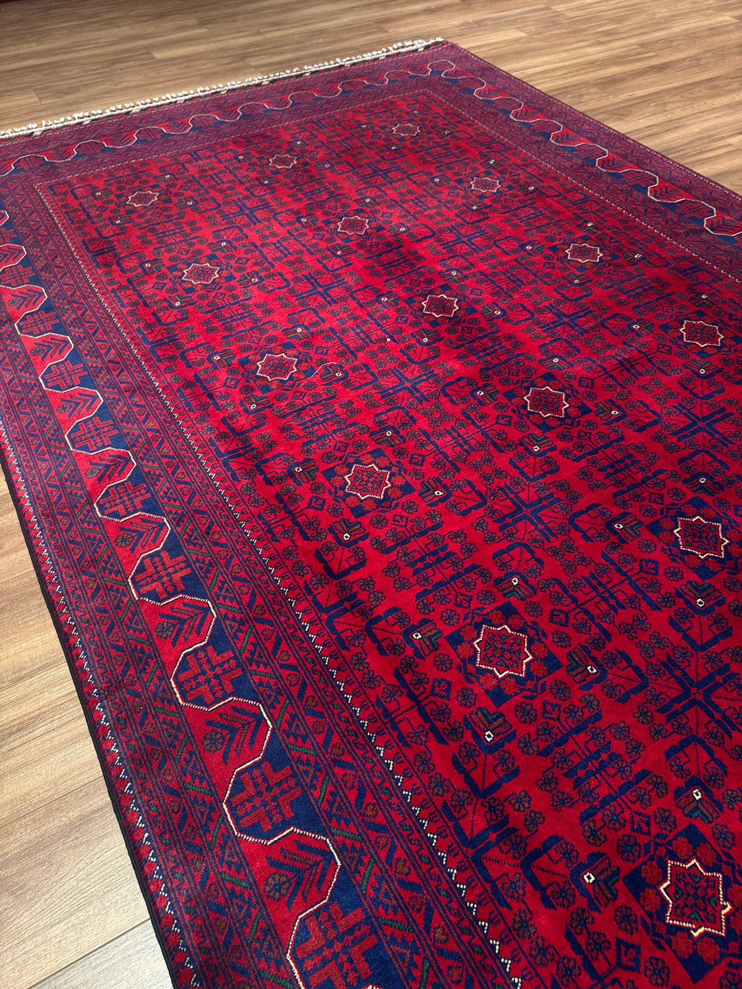Afgan Halısı Hamyap Orijinal El Dokuması Kök Boya Yün 198x308 6.10 Metrekare - 7x10 ft