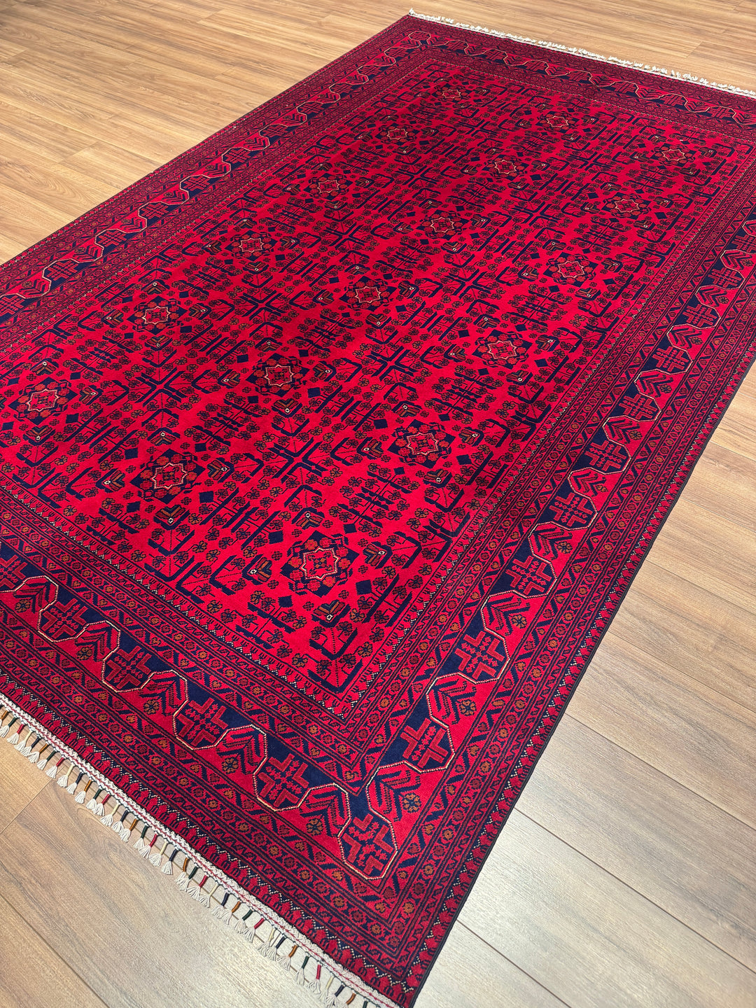 Afgan Halısı Hamyap Orijinal El Dokuması Kök Boya Yün 198x305 6.04 Metrekare - 7x10 ft