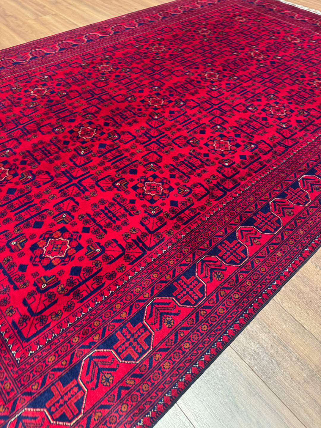 Afgan Halısı Hamyap Orijinal El Dokuması Kök Boya Yün 198x305 6.04 Metrekare - 7x10 ft