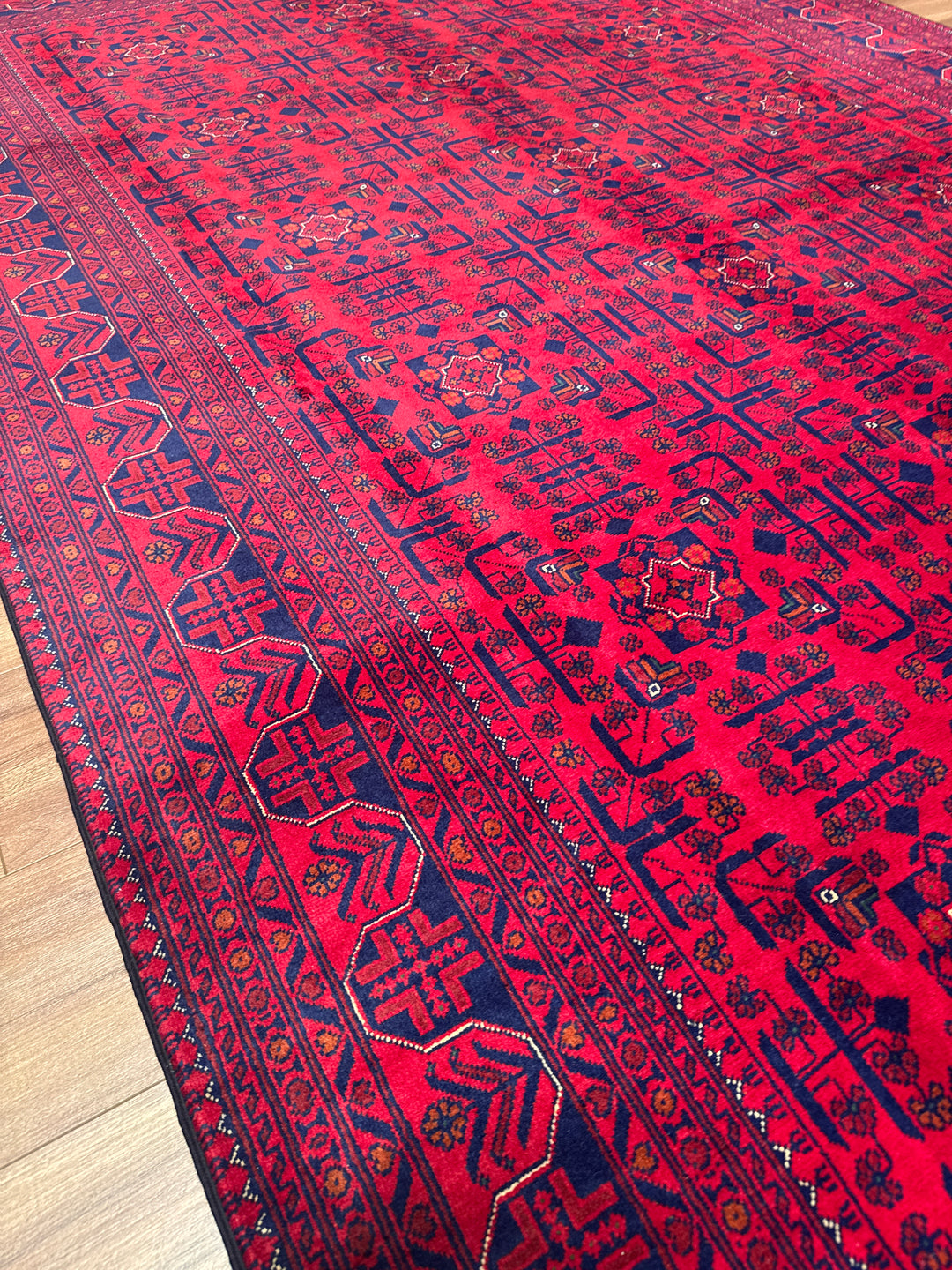 Afgan Halısı Hamyap Orijinal El Dokuması Kök Boya Yün 198x305 6.04 Metrekare - 7x10 ft