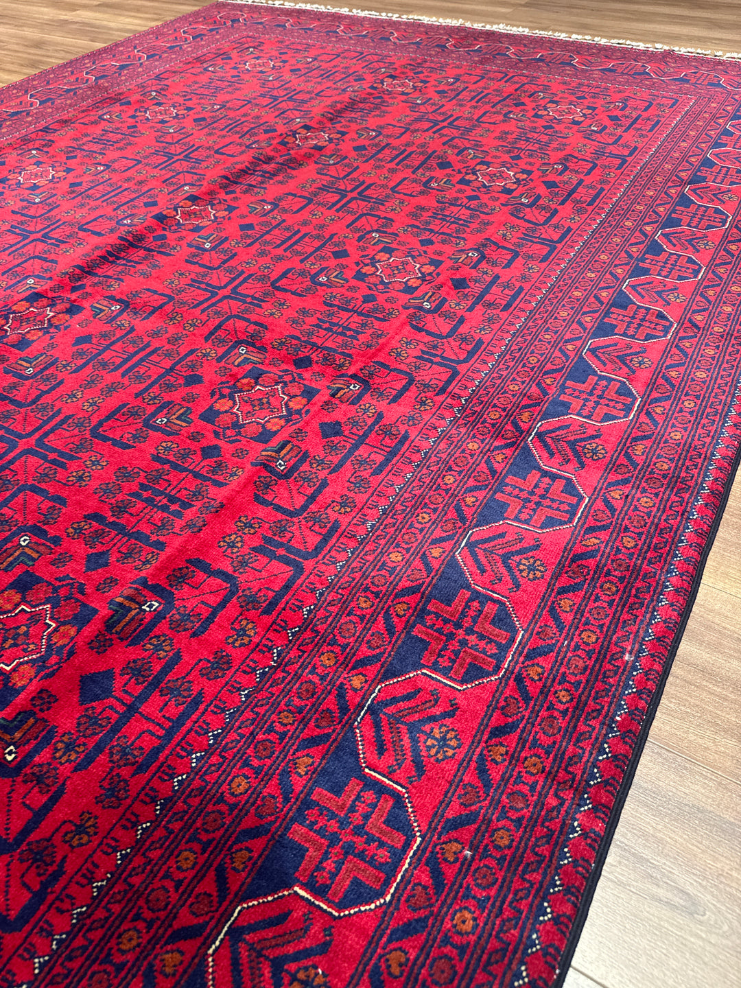 Afgan Halısı Hamyap Orijinal El Dokuması Kök Boya Yün 198x305 6.04 Metrekare - 7x10 ft