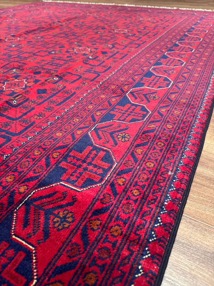 Afgan Halısı Hamyap Orijinal El Dokuması Kök Boya Yün 198x305 6.04 Metrekare - 7x10 ft