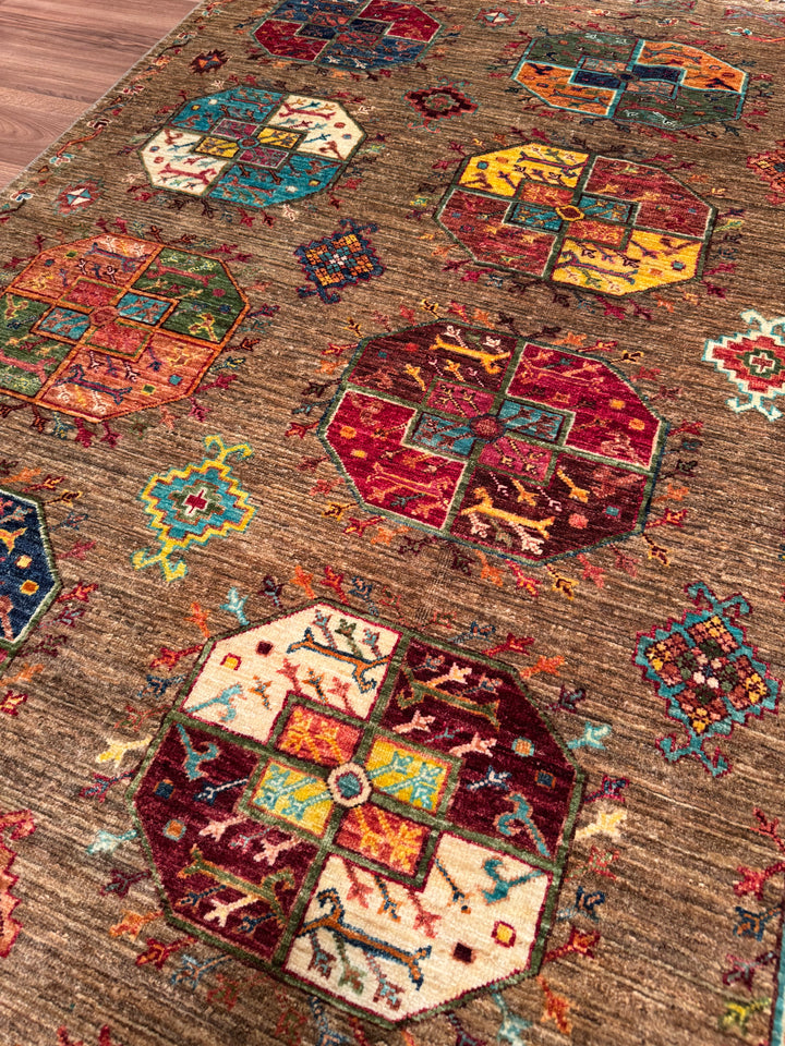 Veziri Original Hand-Woven Beige Vegetable Dyed Wool Carpet 174x240 4.18 Square Meters - 6x8 ft