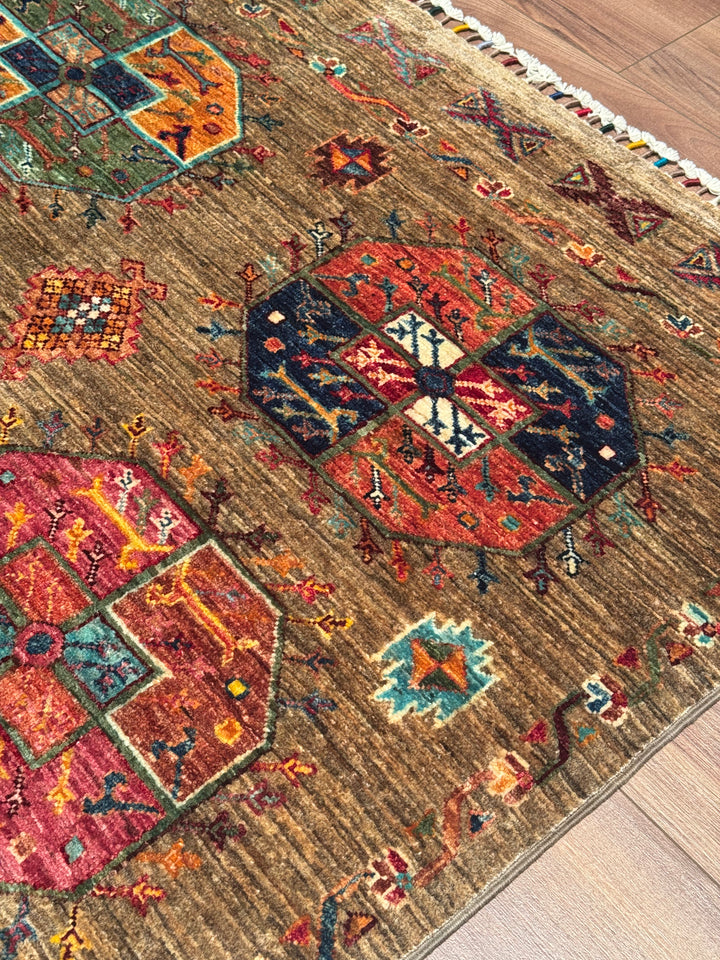 Veziri Original Hand-Woven Beige Vegetable Dyed Wool Carpet 174x240 4.18 Square Meters - 6x8 ft