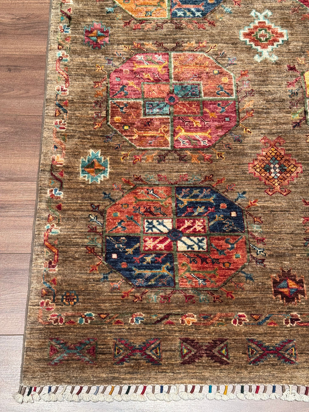 Veziri Original Hand-Woven Beige Vegetable Dyed Wool Carpet 174x240 4.18 Square Meters - 6x8 ft