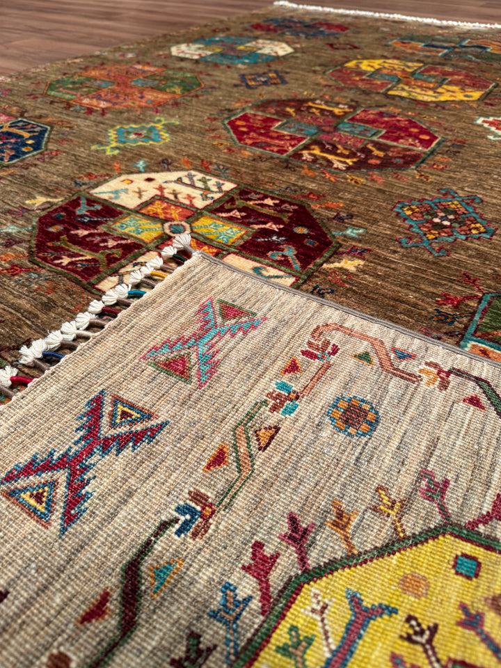 Veziri Original Hand-Woven Beige Vegetable Dyed Wool Carpet 174x240 4.18 Square Meters - 6x8 ft