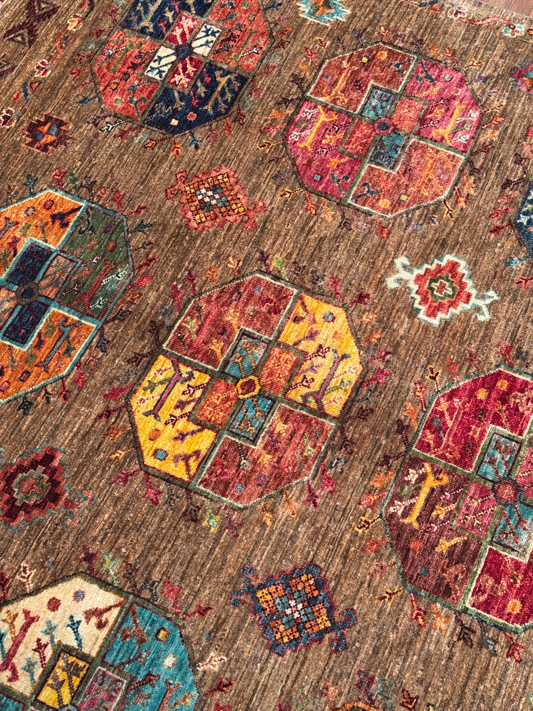 Veziri Original Hand-Woven Beige Vegetable Dyed Wool Carpet 174x240 4.18 Square Meters - 6x8 ft