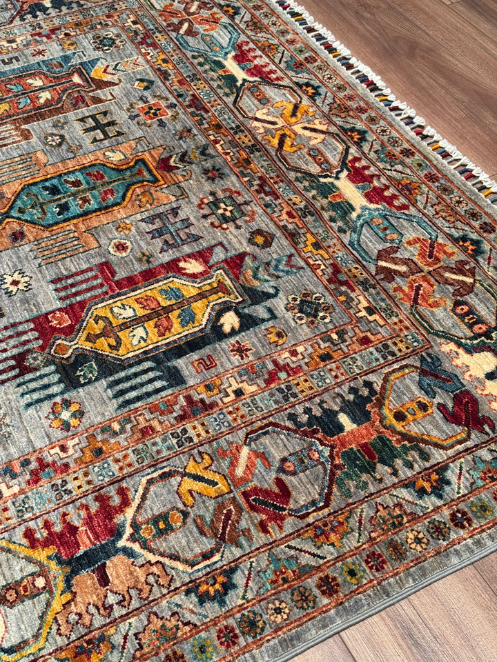 Veziri Orijinal El Dokuması Gri Kök Boya Yün Halı 176x250 4.40 Metrekare - 6x8 ft