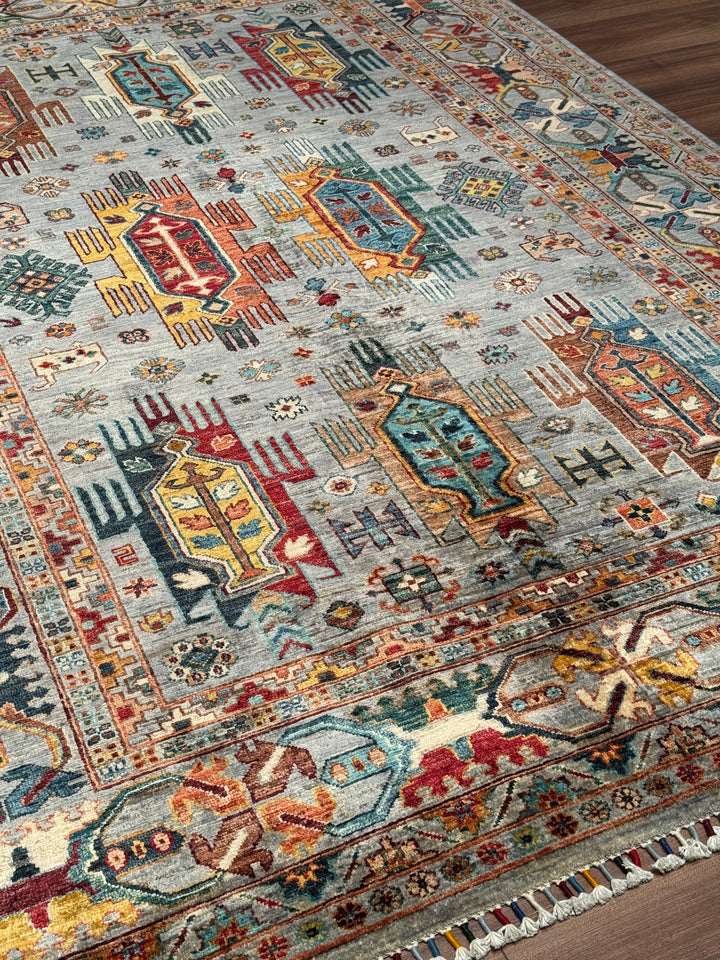 Veziri Orijinal El Dokuması Gri Kök Boya Yün Halı 176x250 4.40 Metrekare - 6x8 ft